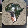 Africa Shaped Mirror with Ostrich Egg or Abalone / Pāua Shell Mosaic