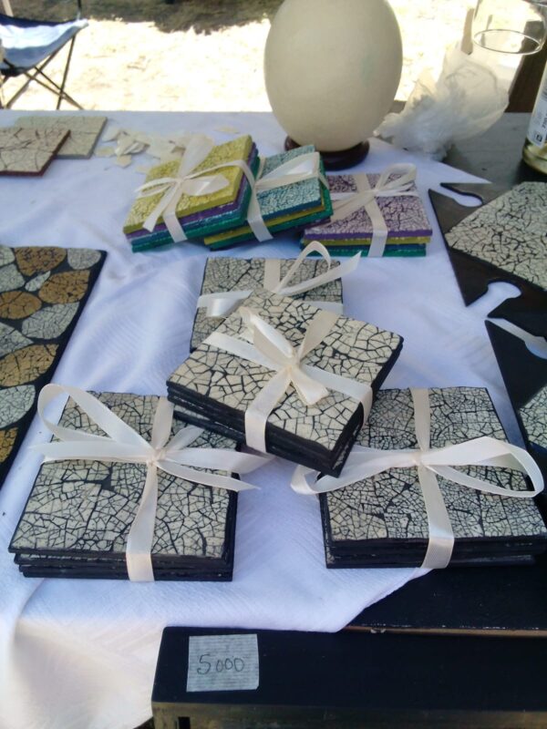 Ostrich Egg Mosaic Coasters (Set of 4)